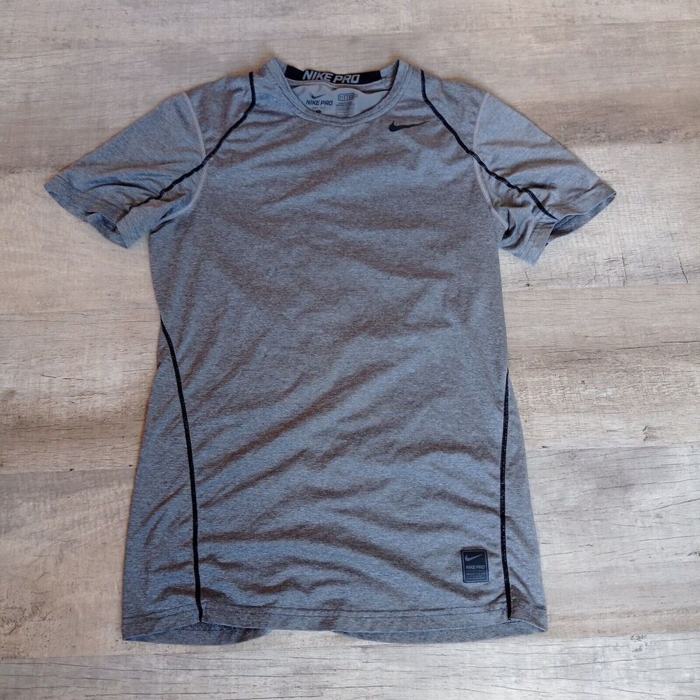 Nike Pro Fitted Men's S Gray Short Sleeve Tee Top